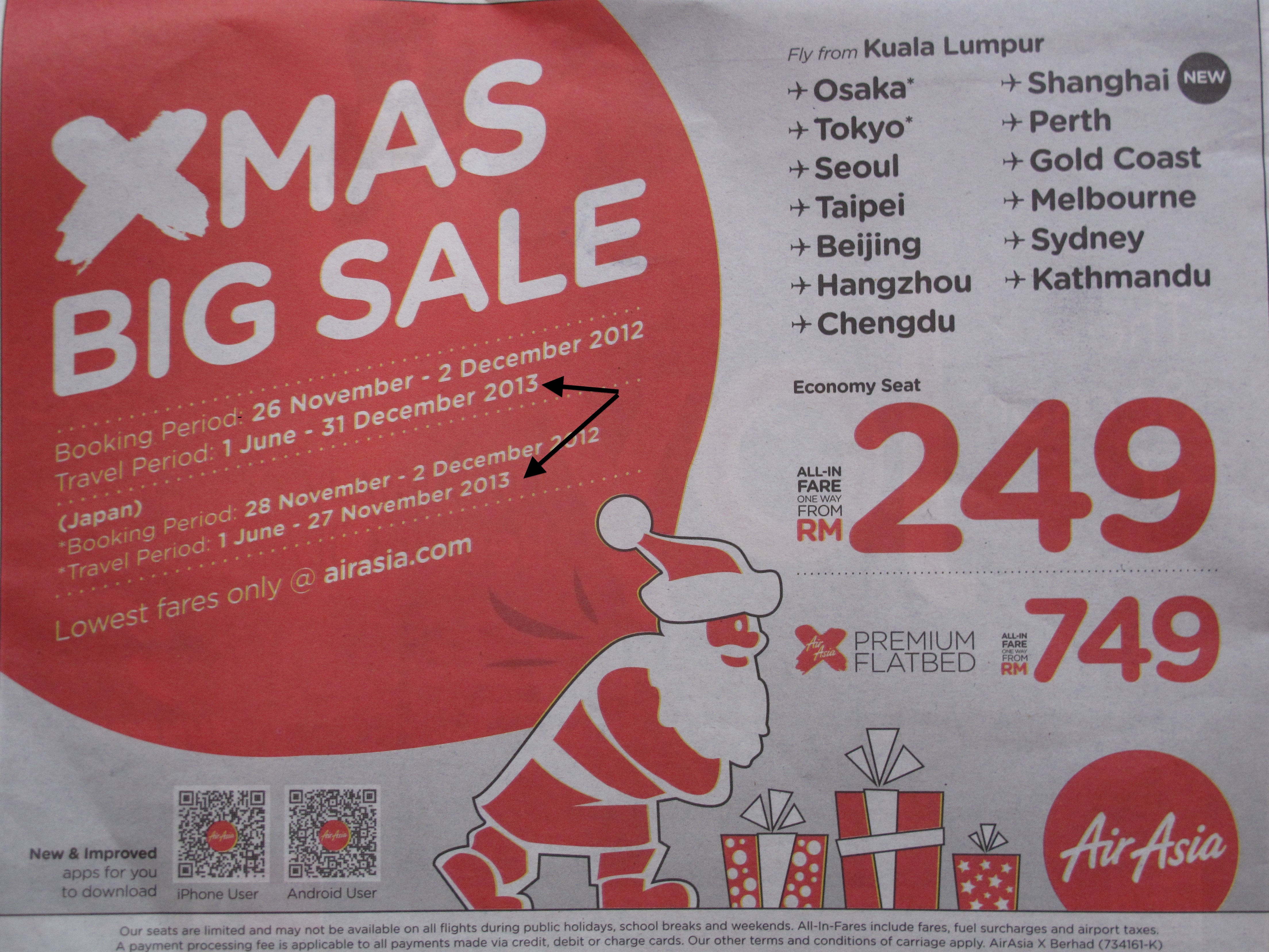 AirAsia's advertisement for tickets sale well after 31 March 2013 (see parts marked with arrow)